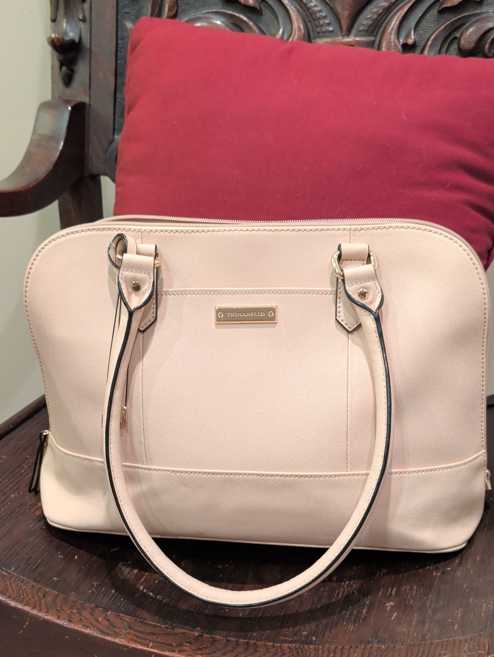 Trussardi Blush Cream Structured Dome Satchel